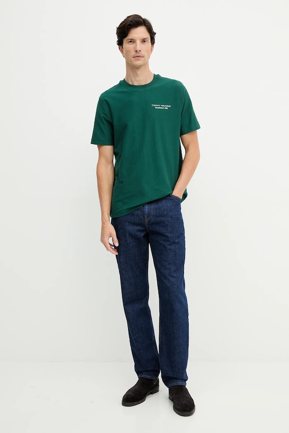 Tommy Hilfiger t-shirt bawełniany MW0MW40010 zielony AW25