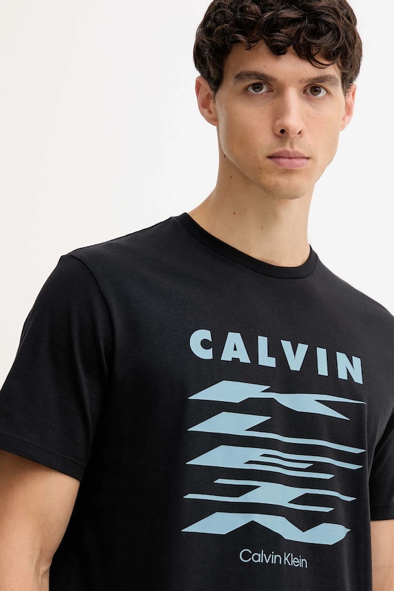 Βαμβακερό μπλουζάκι Calvin Klein Jeans μαύρο LV04RD815G