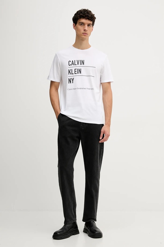 Βαμβακερό μπλουζάκι Calvin Klein Jeans LV04RD818G λευκό AW25