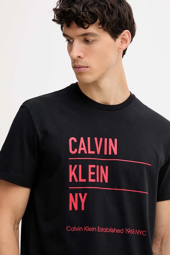 Bombažna kratka majica Calvin Klein Jeans črna LV04RD818G