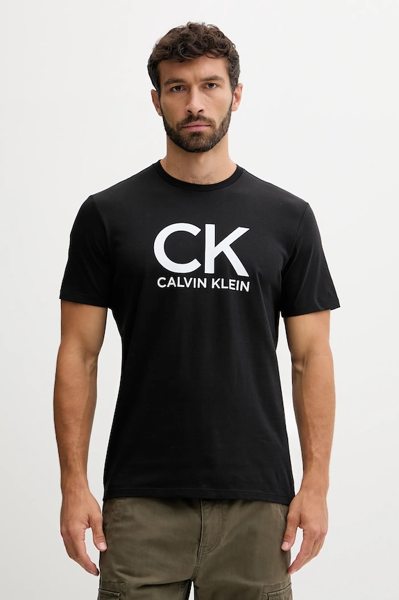Calvin Klein Jeans t-shirt in cotone sovrastampa nero LV04RD819G
