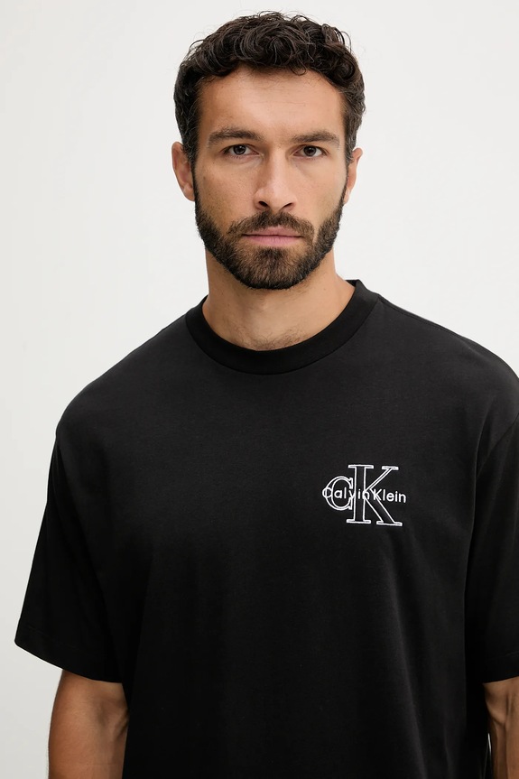 Ρούχα Βαμβακερό μπλουζάκι Calvin Klein Jeans LV04RC856G μαύρο