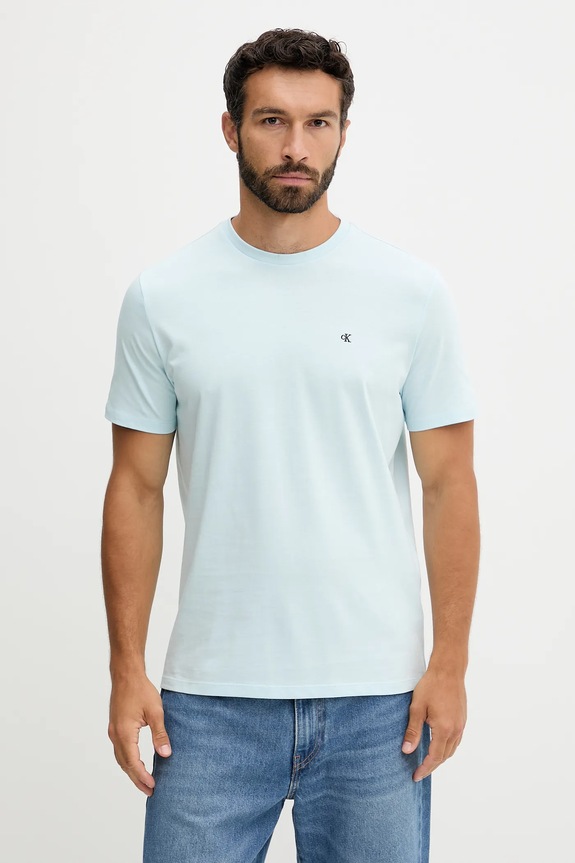 Calvin Klein Jeans t-shirt da uomo in cotone semplice blu LV04RD254G