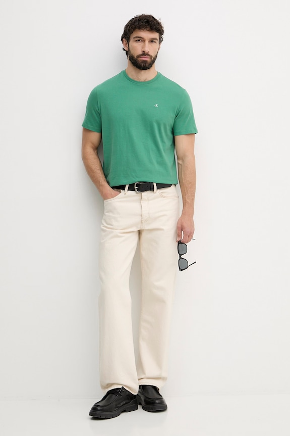 Calvin Klein Jeans tričko pánske bavlnené LV04RD254G zelená SS26