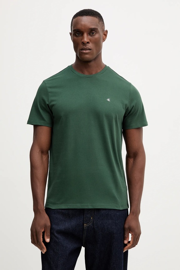 Calvin Klein Jeans tričko pánske bavlnené jednofarebný zelená LV04RD254G