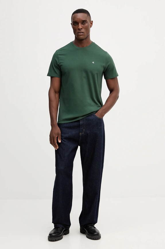Calvin Klein Jeans tričko pánske bavlnené LV04RD254G zelená SS26