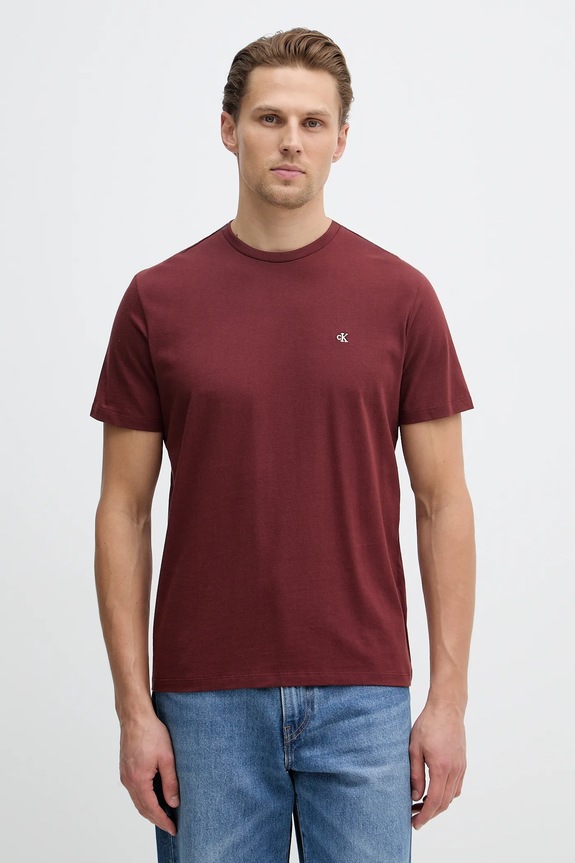 Calvin Klein Jeans tricou bărbătesc din bumbac burgundia LV04RD254G