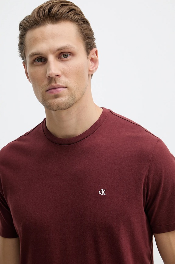 Calvin Klein Jeans tricou bărbătesc din bumbac burgundia LV04RD254G