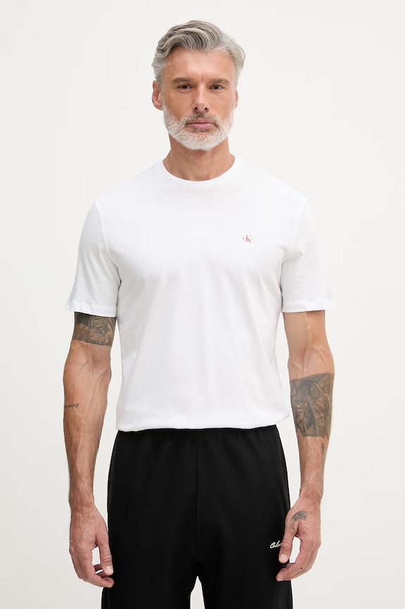Calvin Klein Jeans tričko pánske bavlnené 2-pak biela LV04RD248G