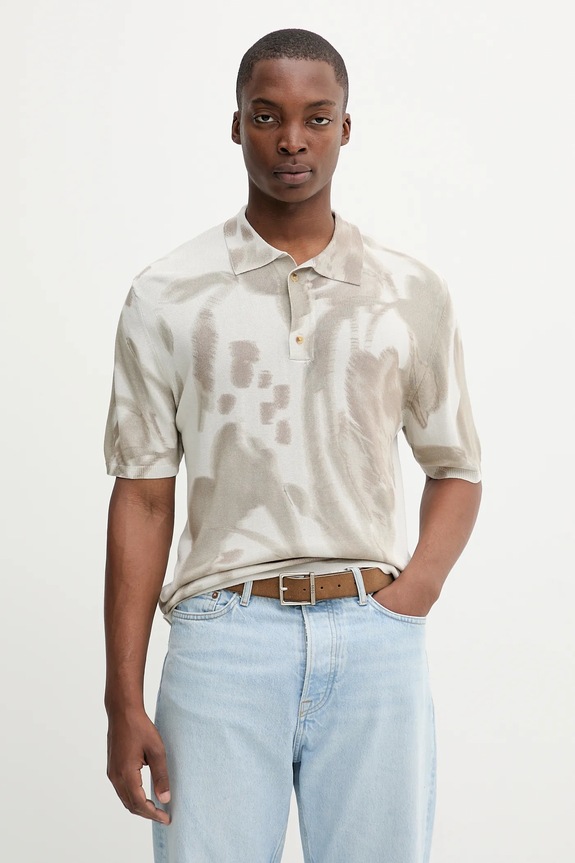 Polo majica Desigual FLOWER ostalo siva 25WMTF02