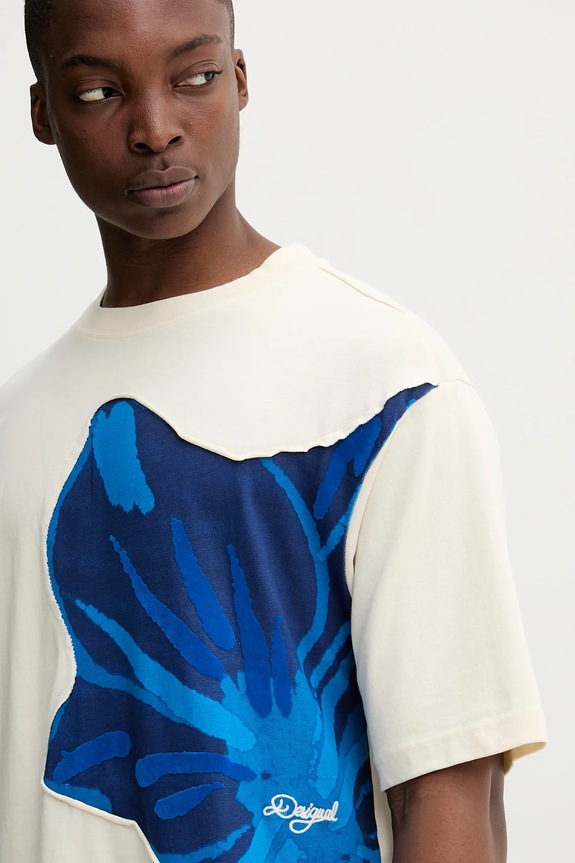 Îmbrăcăminte Desigual tricou din bumbac PANCHO 25WMTK01 bej