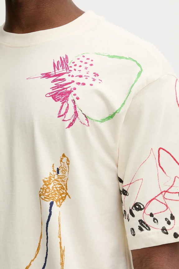 Desigual pamut póló JHON 25WMTK03 bézs