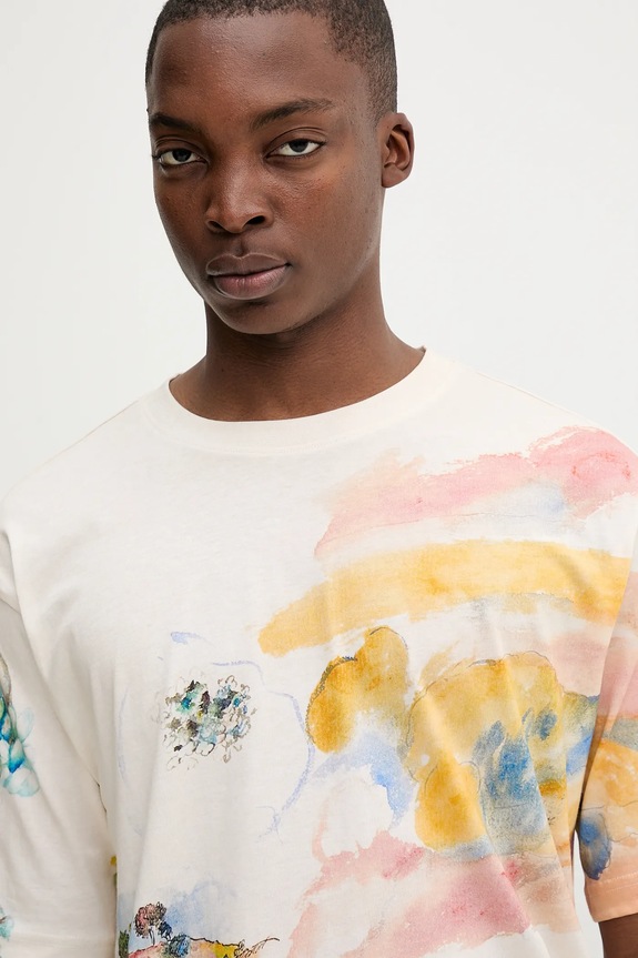 Desigual pamut póló HELSINKI bézs 25WMTK15