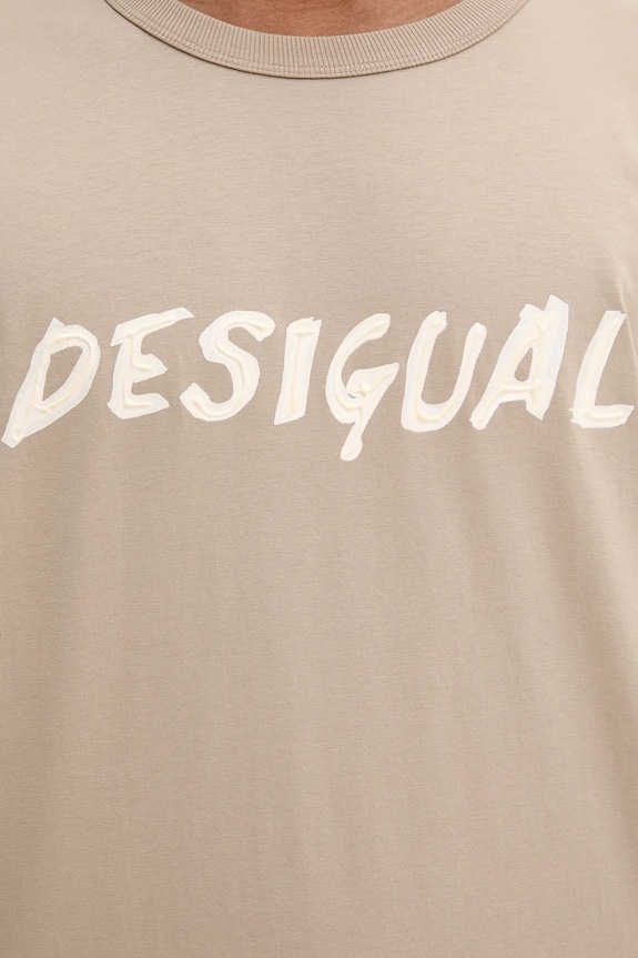 Desigual tricou din bumbac VICENTE 25WMTK20 maro