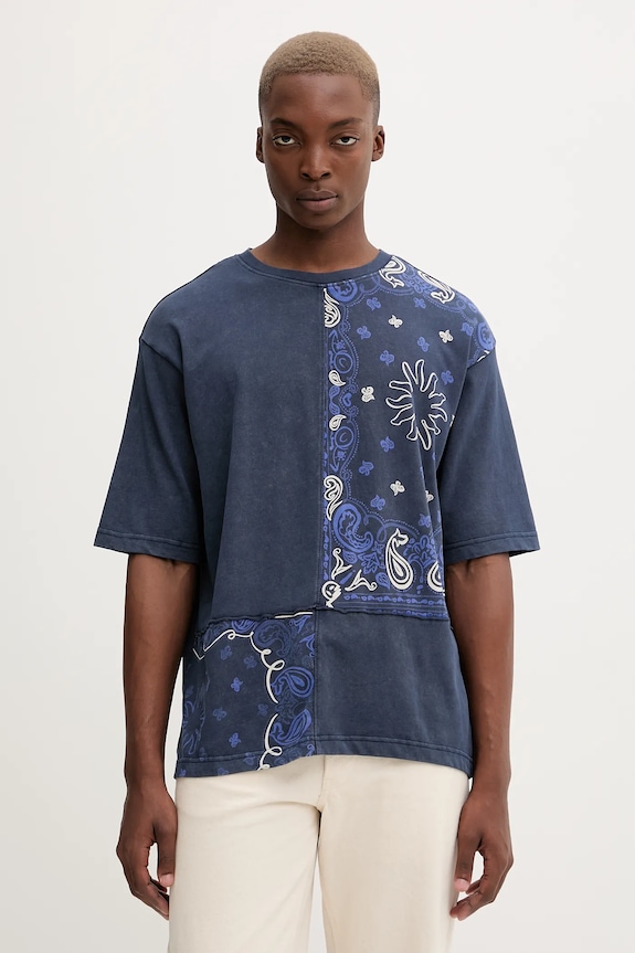Bavlnené tričko Desigual BACK CUTTING PAI relaxed modrá 25WMTK37