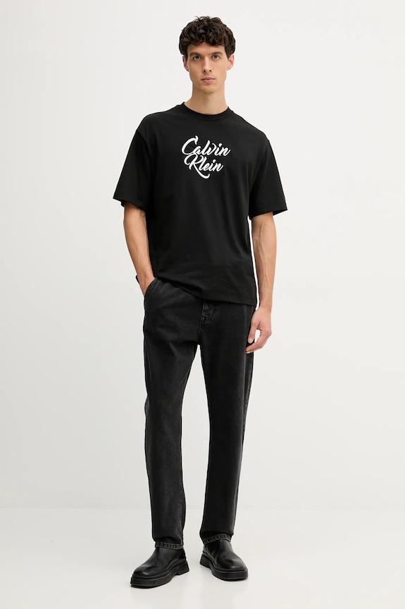 Βαμβακερό μπλουζάκι Calvin Klein Jeans LV04RD801G μαύρο AW25