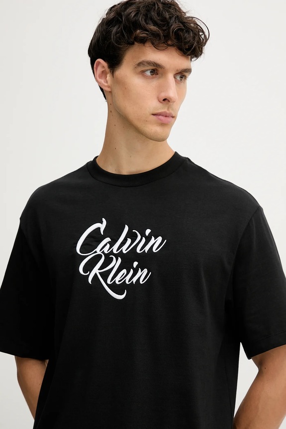 Βαμβακερό μπλουζάκι Calvin Klein Jeans μαύρο LV04RD801G