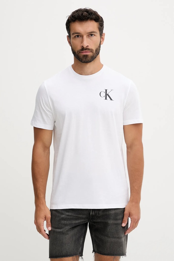 Βαμβακερό μπλουζάκι Calvin Klein Jeans κανονικό λευκό LV04RD865G