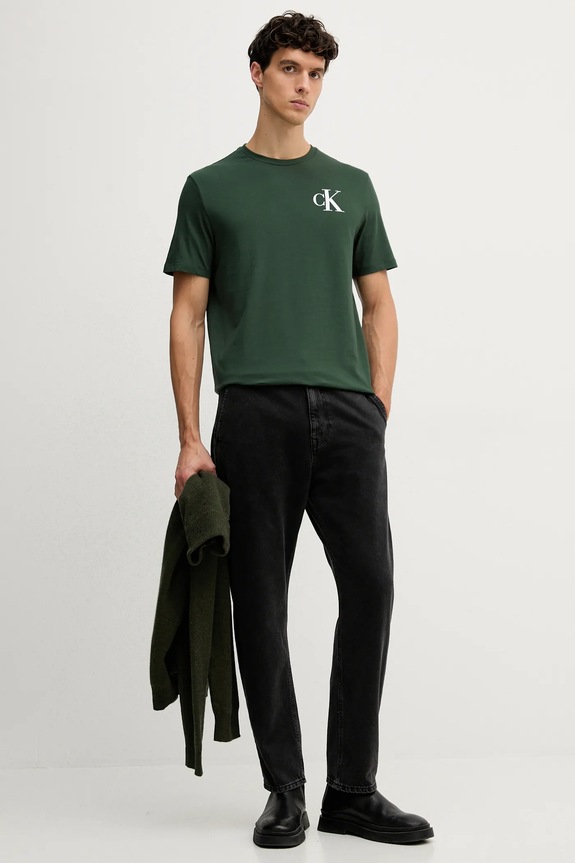 Βαμβακερό μπλουζάκι Calvin Klein Jeans LV04RD865G πράσινο AW25