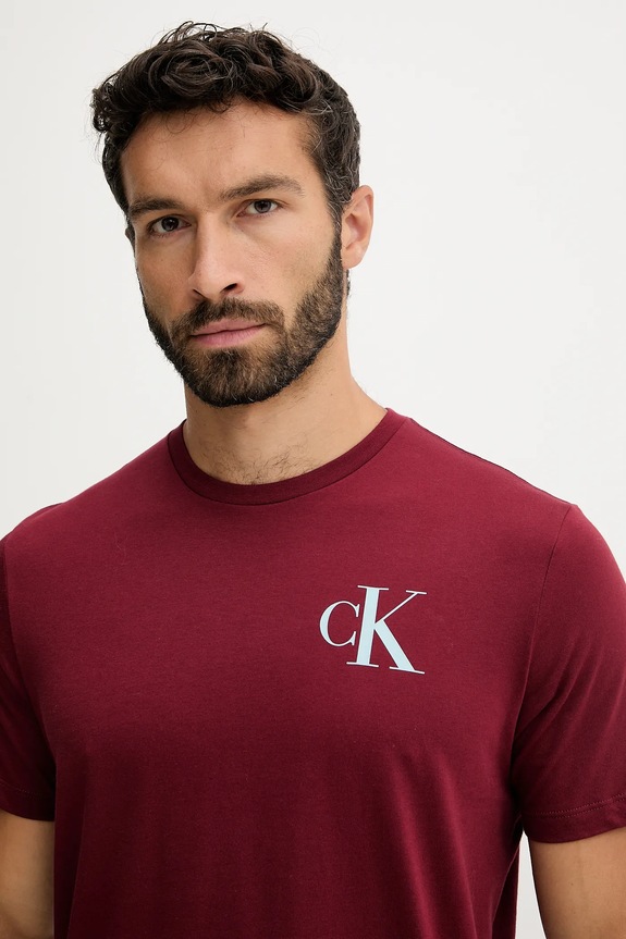Ρούχα Βαμβακερό μπλουζάκι Calvin Klein Jeans LV04RD865G μπορντό
