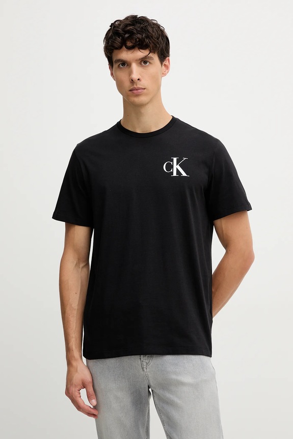 Βαμβακερό μπλουζάκι Calvin Klein Jeans κανονικό μαύρο LV04RD865G