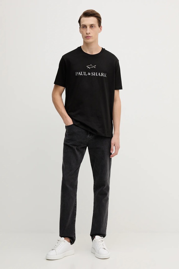 Paul&Shark tricou din bumbac Knitwear 99311007 negru SS26