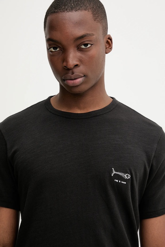 Βαμβακερό μπλουζάκι Rag & Bone μαύρο RF3825FT2GM