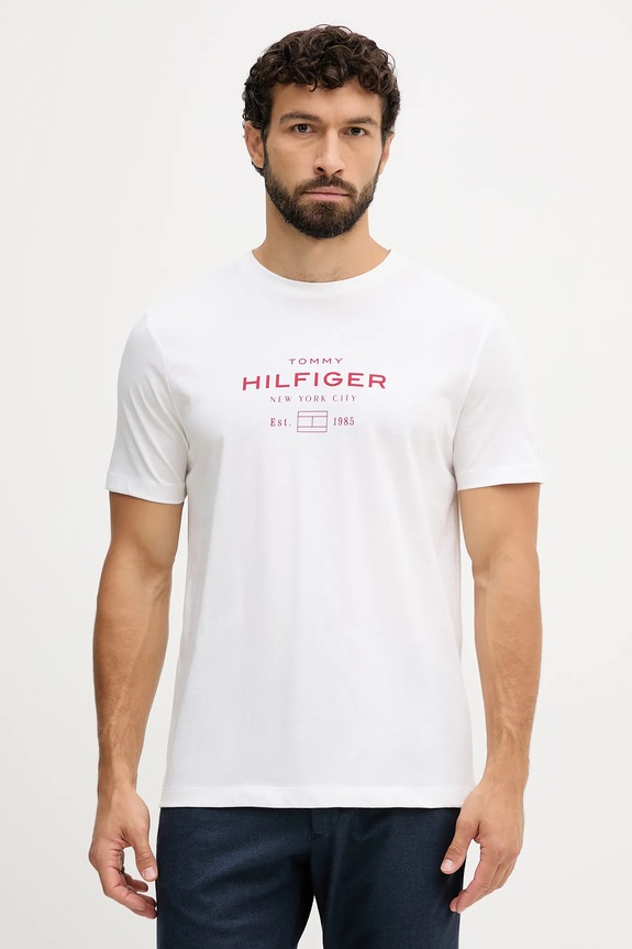 Bavlnené tričko Tommy Hilfiger regular biela MW0MW40002