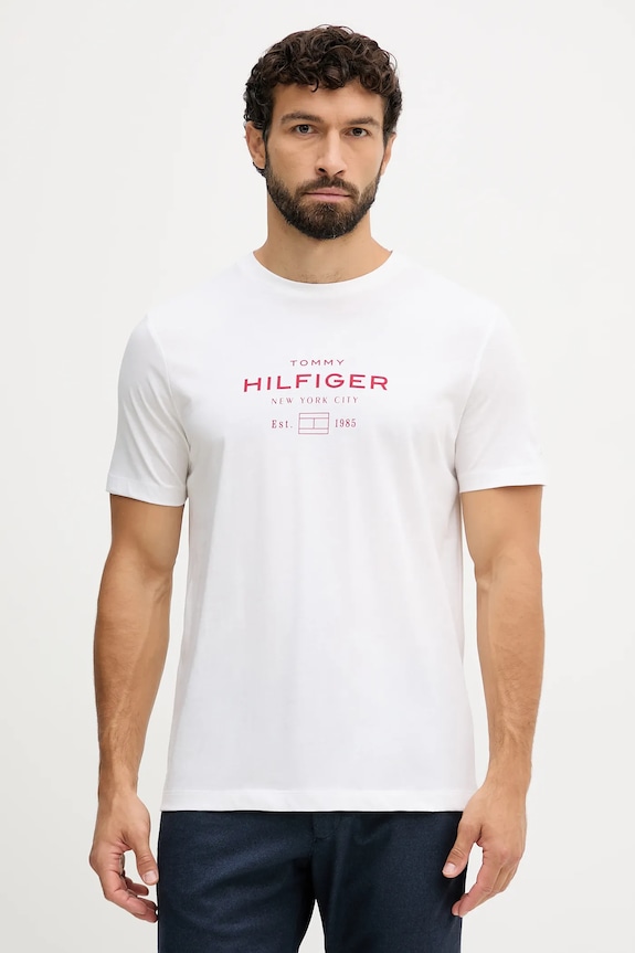 Bavlnené tričko Tommy Hilfiger regular biela MW0MW40002