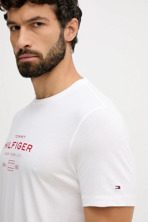 Bavlnené tričko Tommy Hilfiger biela MW0MW40002