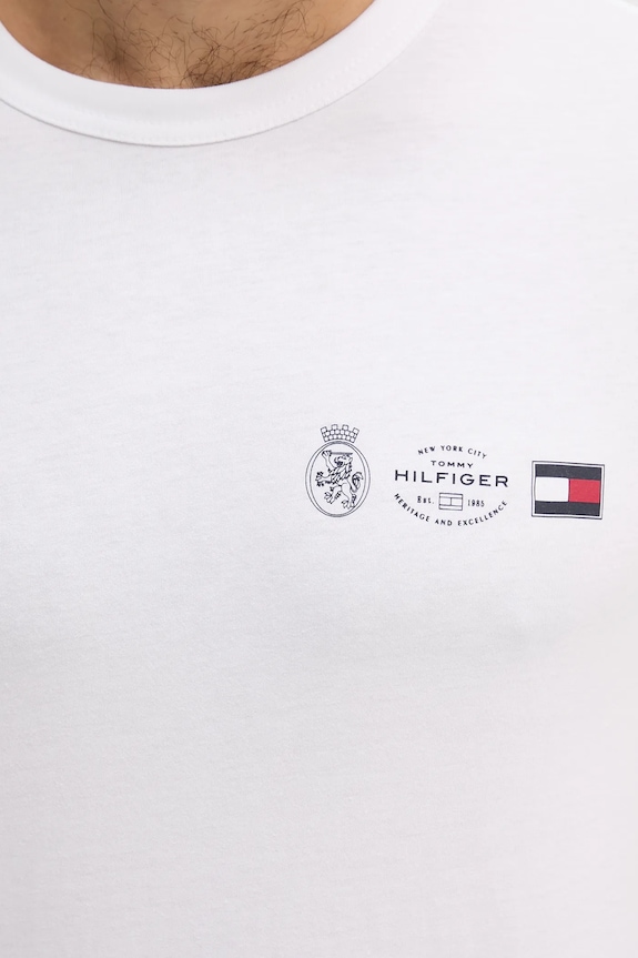 Βαμβακερό μπλουζάκι Tommy Hilfiger MW0MW40011 λευκό