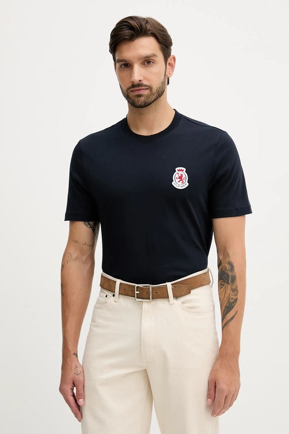 Tommy Hilfiger tricou din bumbac imprimeu bleumarin MW0MW40024