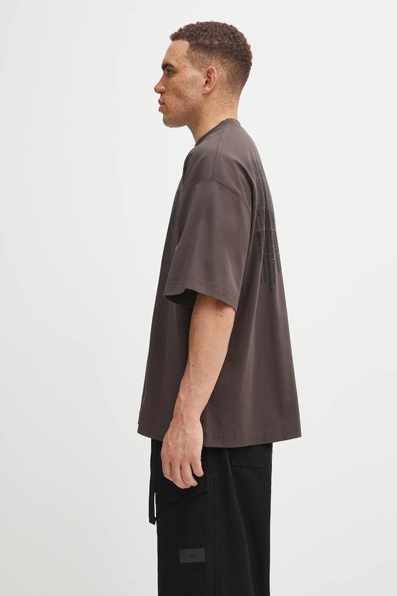 VETEMENTS tricou din bumbac Cof Double Dripping Logo Regular UCF76TR450C maro AW25