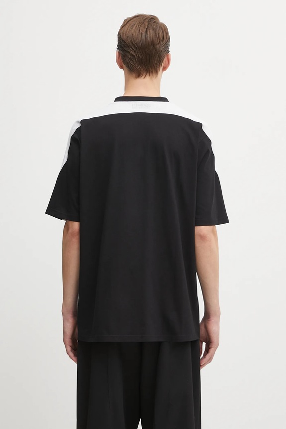 Îmbrăcăminte VETEMENTS tricou din bumbac Cut-Up V-Neck UH76TR265BG negru
