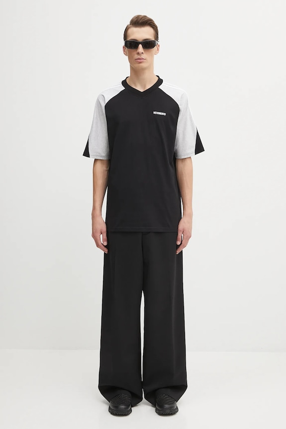VETEMENTS tricou din bumbac Cut-Up V-Neck UH76TR265BG