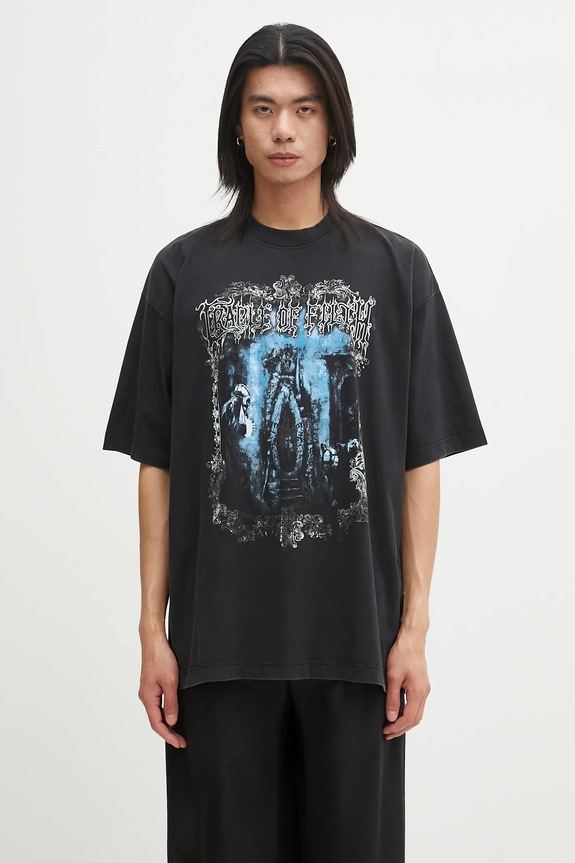 VETEMENTS tricou din bumbac Cof Butterfly Oversized cu modele negru UCF76TR800B