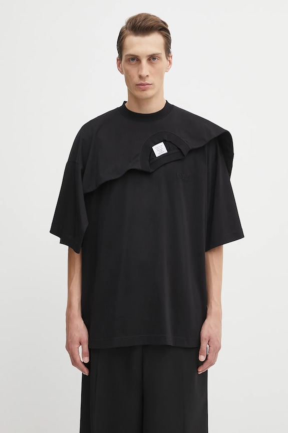 Pamučna majica VETEMENTS Double Layered relaxed crna UH76TR400B