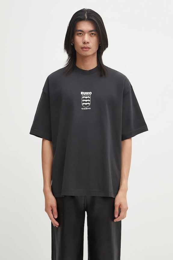 VETEMENTS tricou din bumbac Bats Logo Regular print negru UH76TR650B