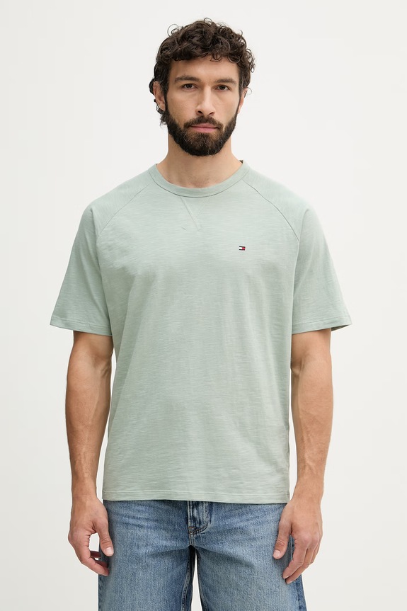 Tommy Hilfiger tričko pánske bavlnené zelená UM0UM03605