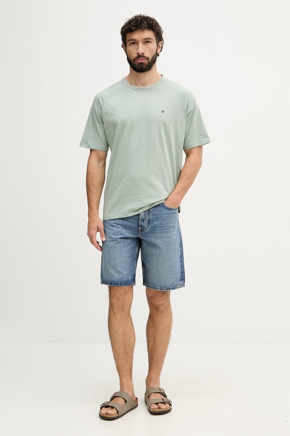 Tommy Hilfiger tričko pánske bavlnené UM0UM03605 zelená SS26