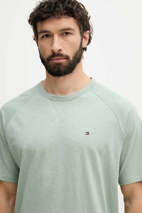 Tommy Hilfiger tričko pánske bavlnené zelená UM0UM03605