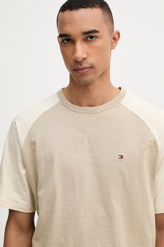 Tommy Hilfiger t-shirt ανδρικό βαμβακερό μπεζ UM0UM03605