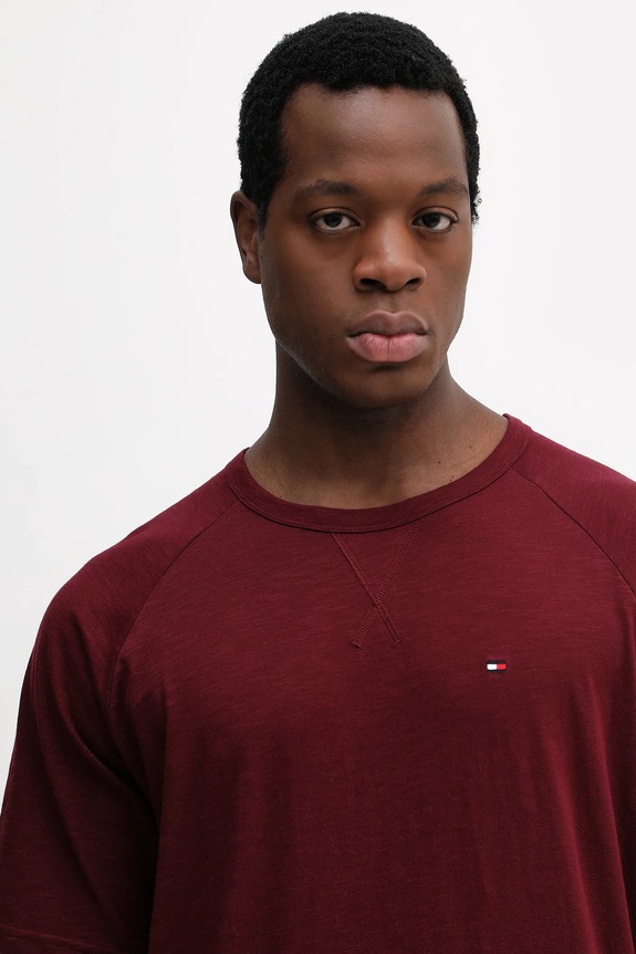 Tommy Hilfiger T-shirt ανδρικό βαμβακερό μπορντό UM0UM03605