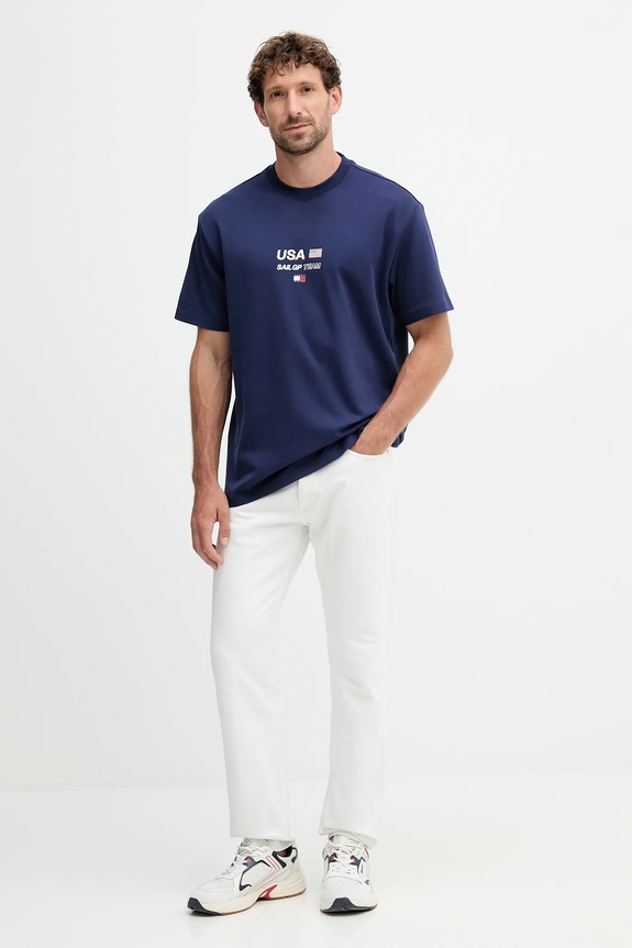 Tričko Tommy Hilfiger x SAIL GP MW0MW41417 tmavomodrá AW25