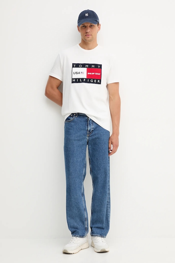 Βαμβακερό μπλουζάκι Tommy Hilfiger x SAIL GP MW0MW41419 λευκό AW25
