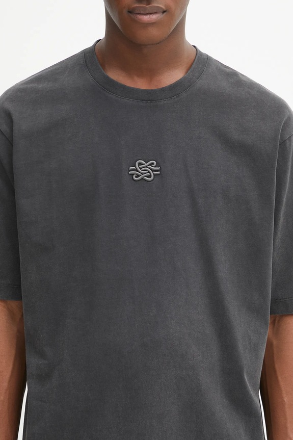 Filling Pieces tricou din bumbac Boxy Embroidered gri 412520501142