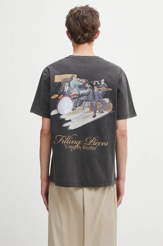 Filling Pieces t-shirt bawełniany Band nadruk szary 422520500238
