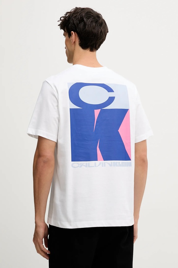 Βαμβακερό μπλουζάκι Calvin Klein Jeans βαμβάκι λευκό LV04RD807G