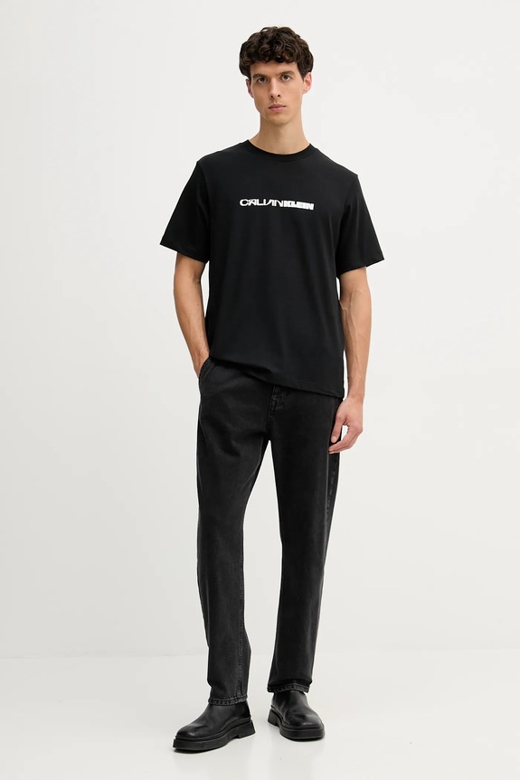 Βαμβακερό μπλουζάκι Calvin Klein Jeans LV04RD807G μαύρο AW25