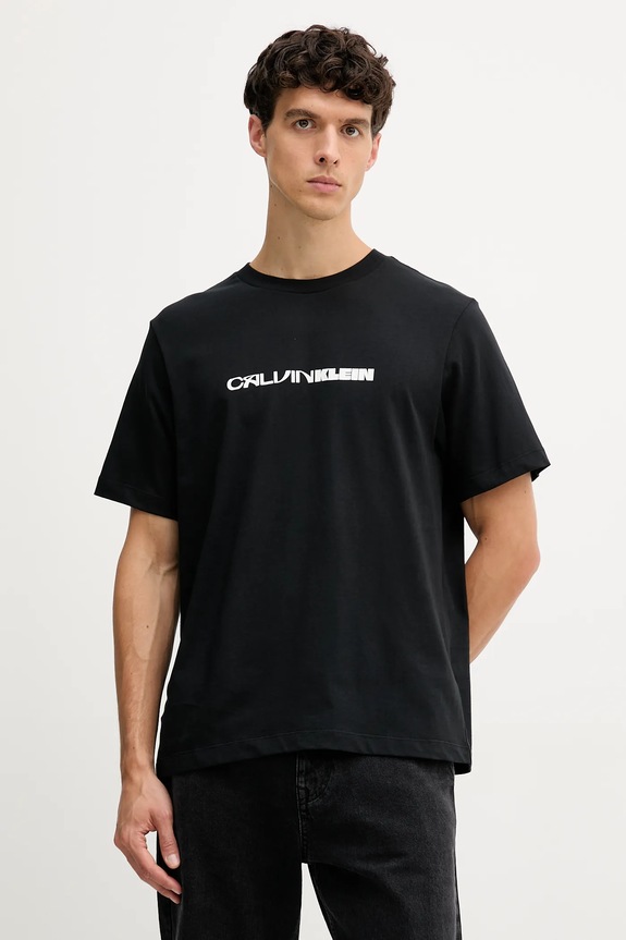 Ρούχα Βαμβακερό μπλουζάκι Calvin Klein Jeans LV04RD807G μαύρο